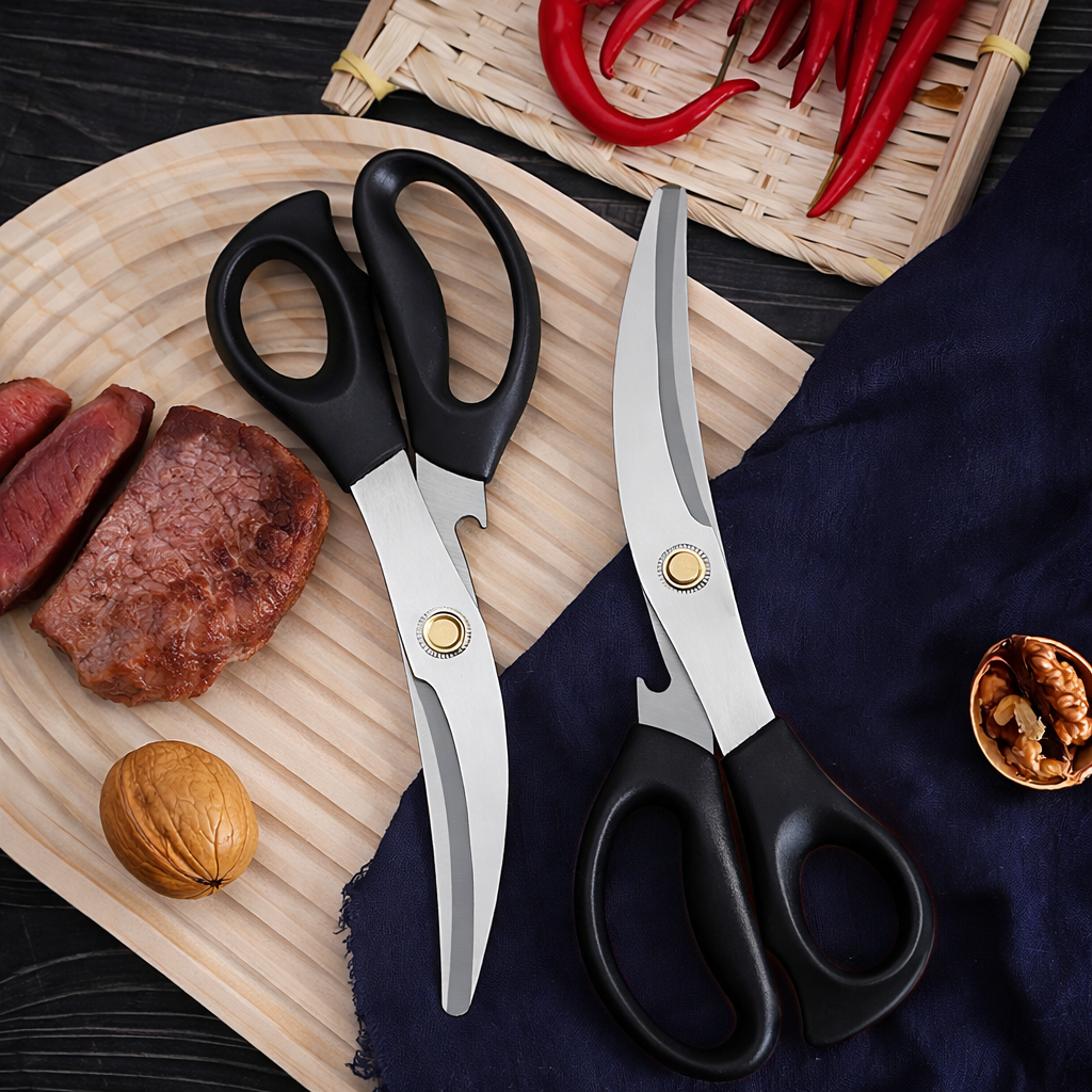 All-Purpose Kitchen Scissors – Heavy-Duty 3Cr13 Stainless Steel Korean Kitchen Shears (Black)