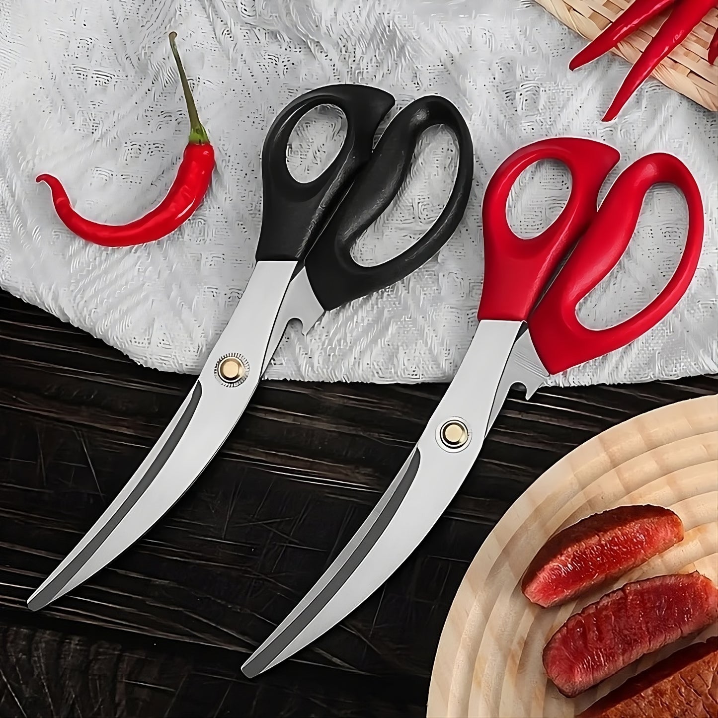 All-Purpose Kitchen Scissors – Heavy-Duty 3Cr13 Stainless Steel Korean Kitchen Shears (Black)