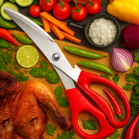 All-Purpose Kitchen Scissors – Heavy-Duty 3Cr13 Stainless Steel Korean Kitchen Shears (Red)