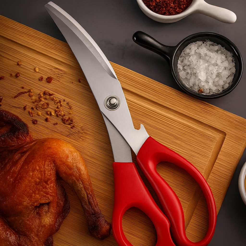 All-Purpose Kitchen Scissors – Heavy-Duty 3Cr13 Stainless Steel Korean Kitchen Shears (Red)