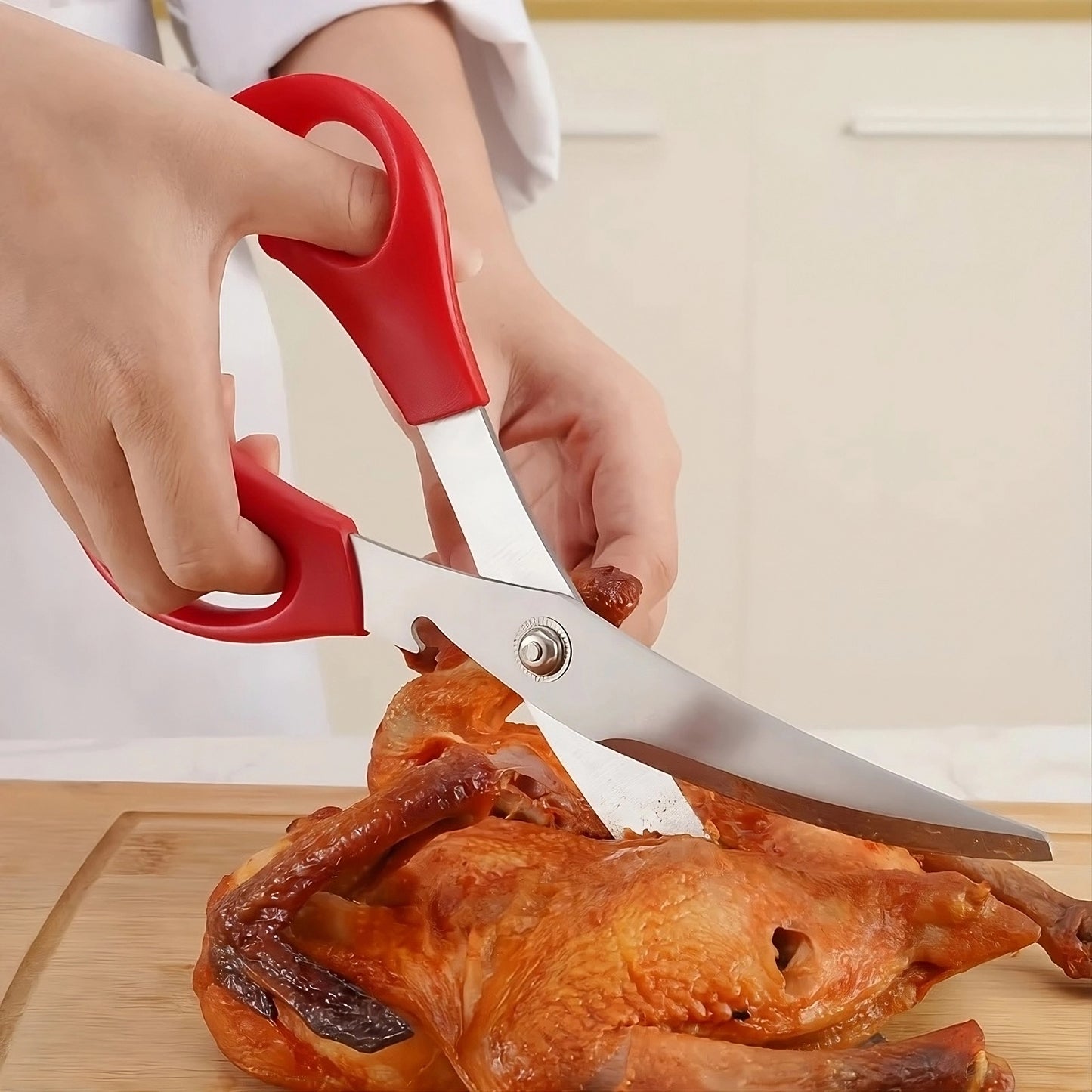 All-Purpose Kitchen Scissors – Heavy-Duty 3Cr13 Stainless Steel Korean Kitchen Shears (Red)