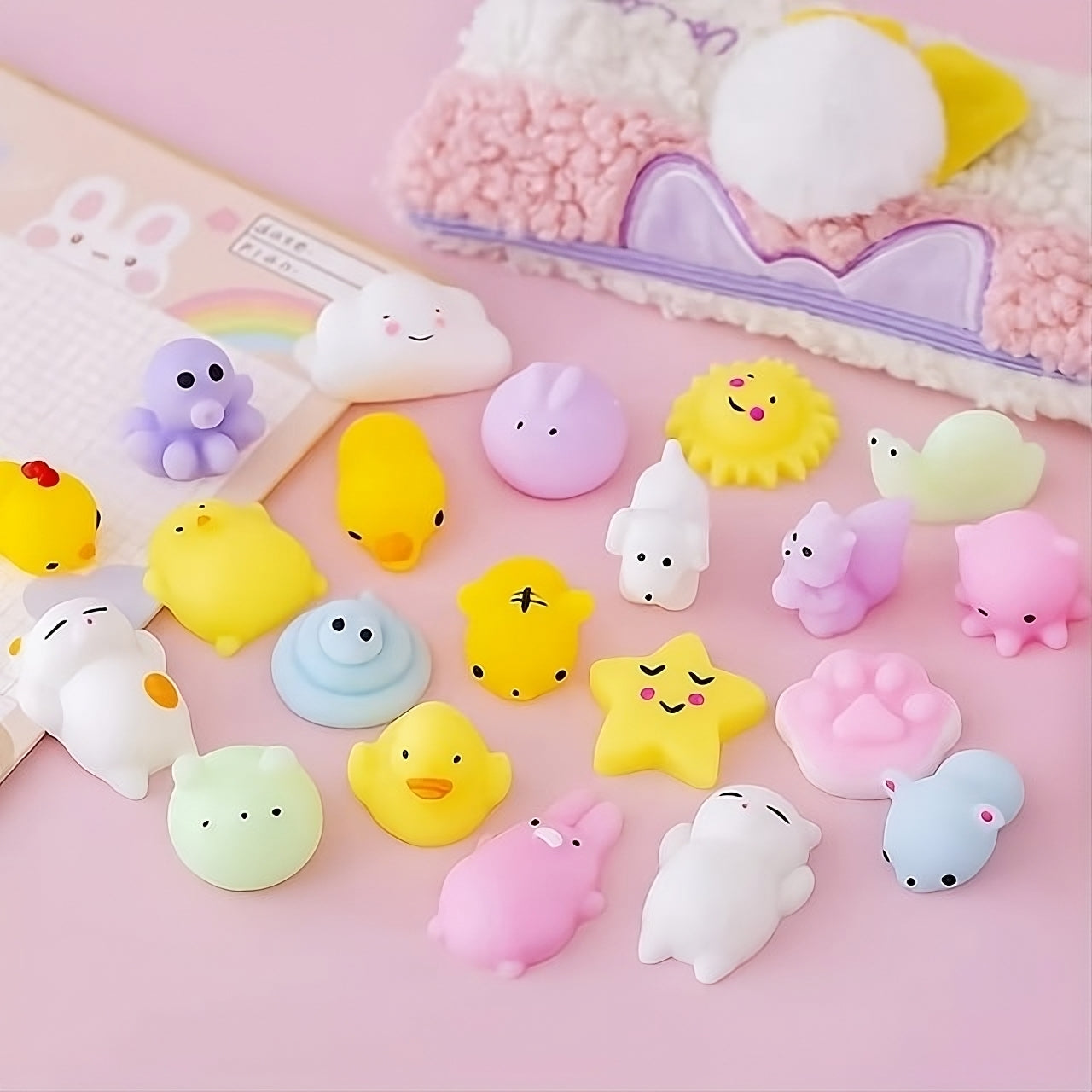 Kawaii Mochi Squishy Toys – Mini Animal Squishies (15-Pack) Party Favors & Pinata Fillers