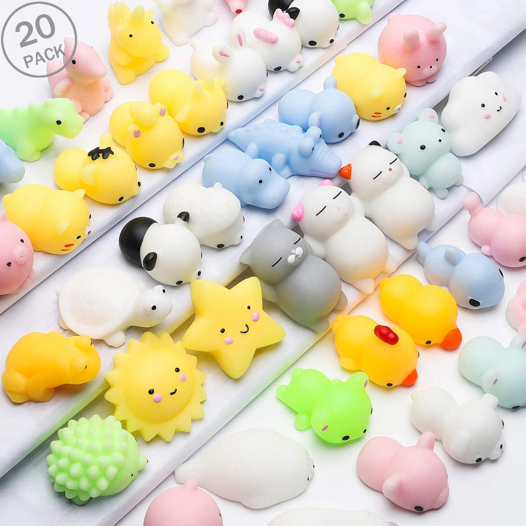Kawaii Mochi Squishy Toys – Mini Animal Squishies (20-Pack) Party Favors & Pinata Fillers