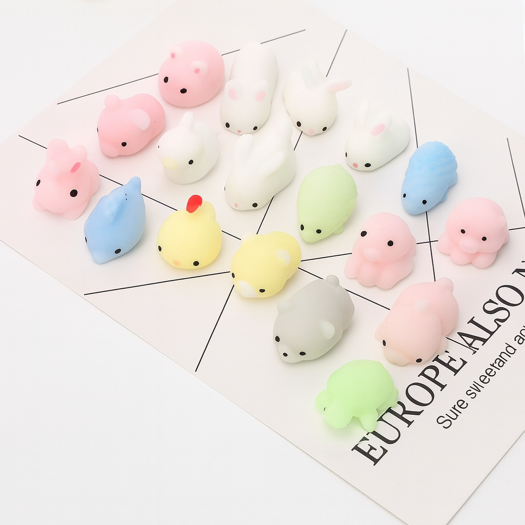 Kawaii Mochi Squishy Toys – Mini Animal Squishies (20-Pack) Party Favors & Pinata Fillers