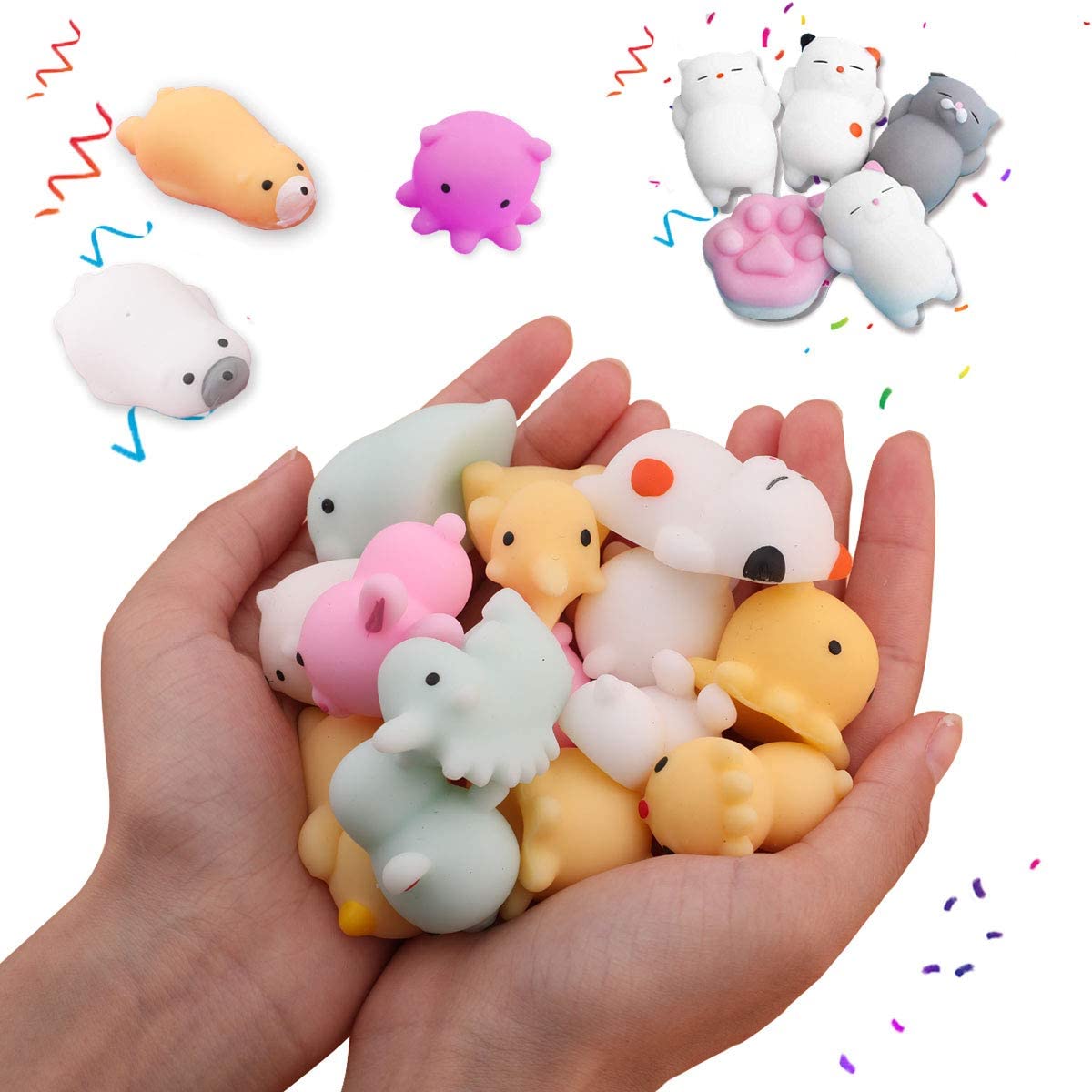Kawaii Mochi Squishy Toys – Mini Animal Squishies (25-Pack) Party Favors & Pinata Fillers
