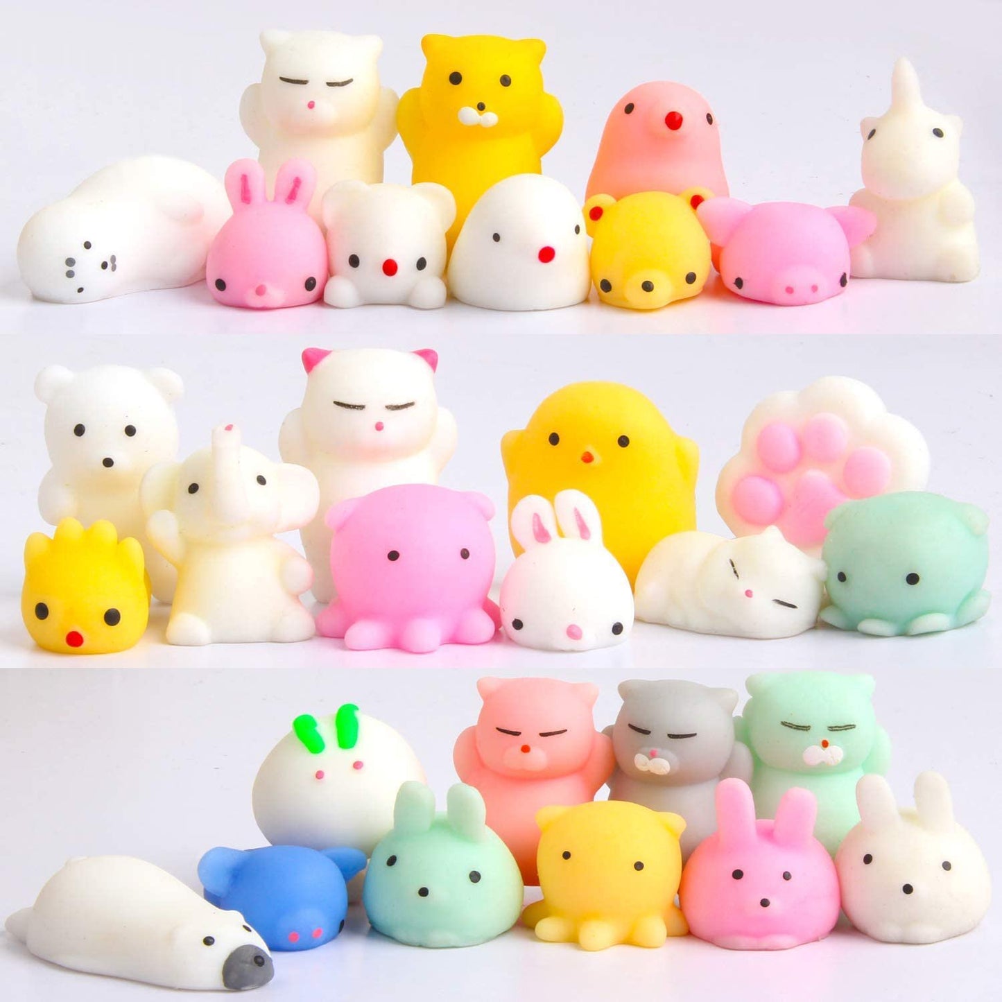 Kawaii Mochi Squishy Toys – Mini Animal Squishies (30-Pack) Party Favors & Pinata Fillers