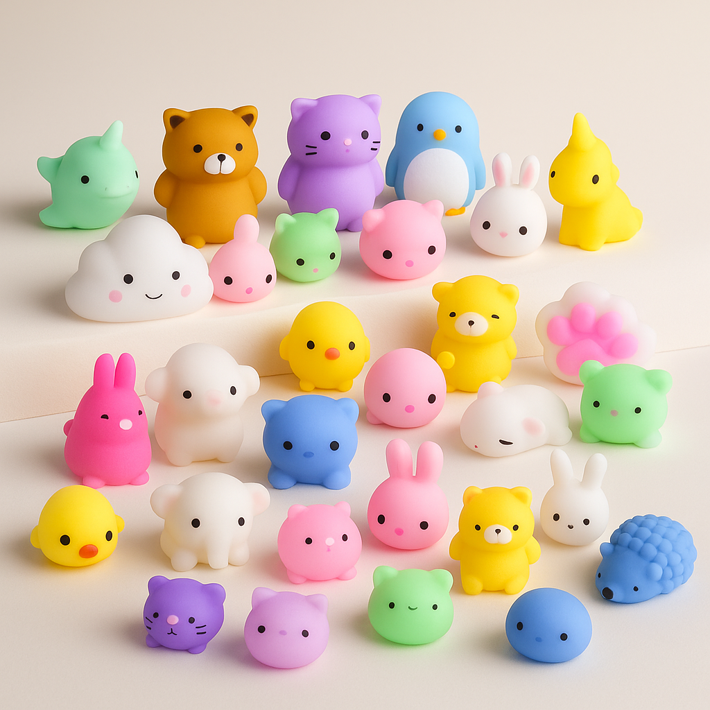 Kawaii Mochi Squishy Toys – Mini Animal Squishies (5-Pack) Party Favors & Pinata Fillers