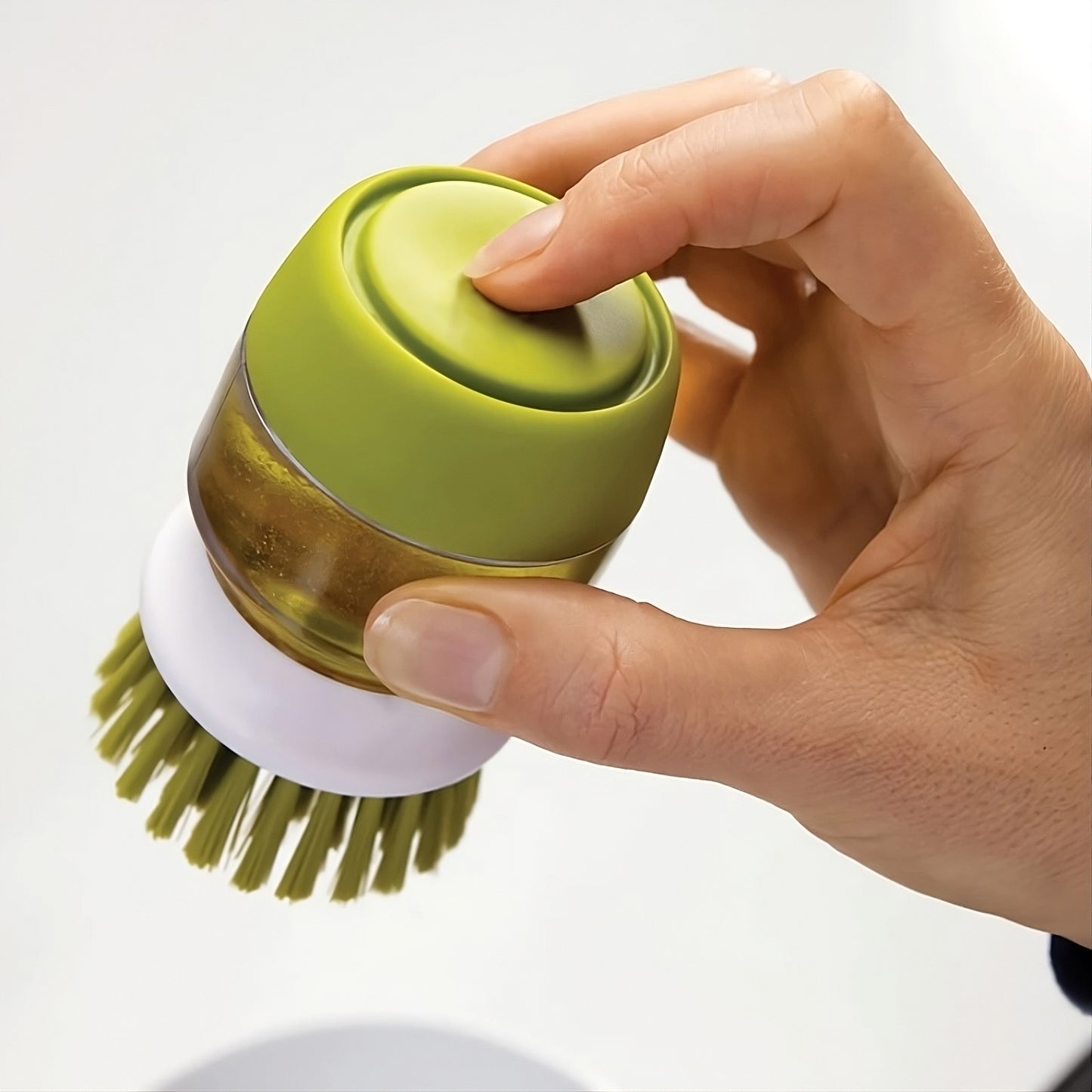 Soap Dispensing Cleaning Brush Set with Drip Tray – Dish & Sink Scrubber (Green)