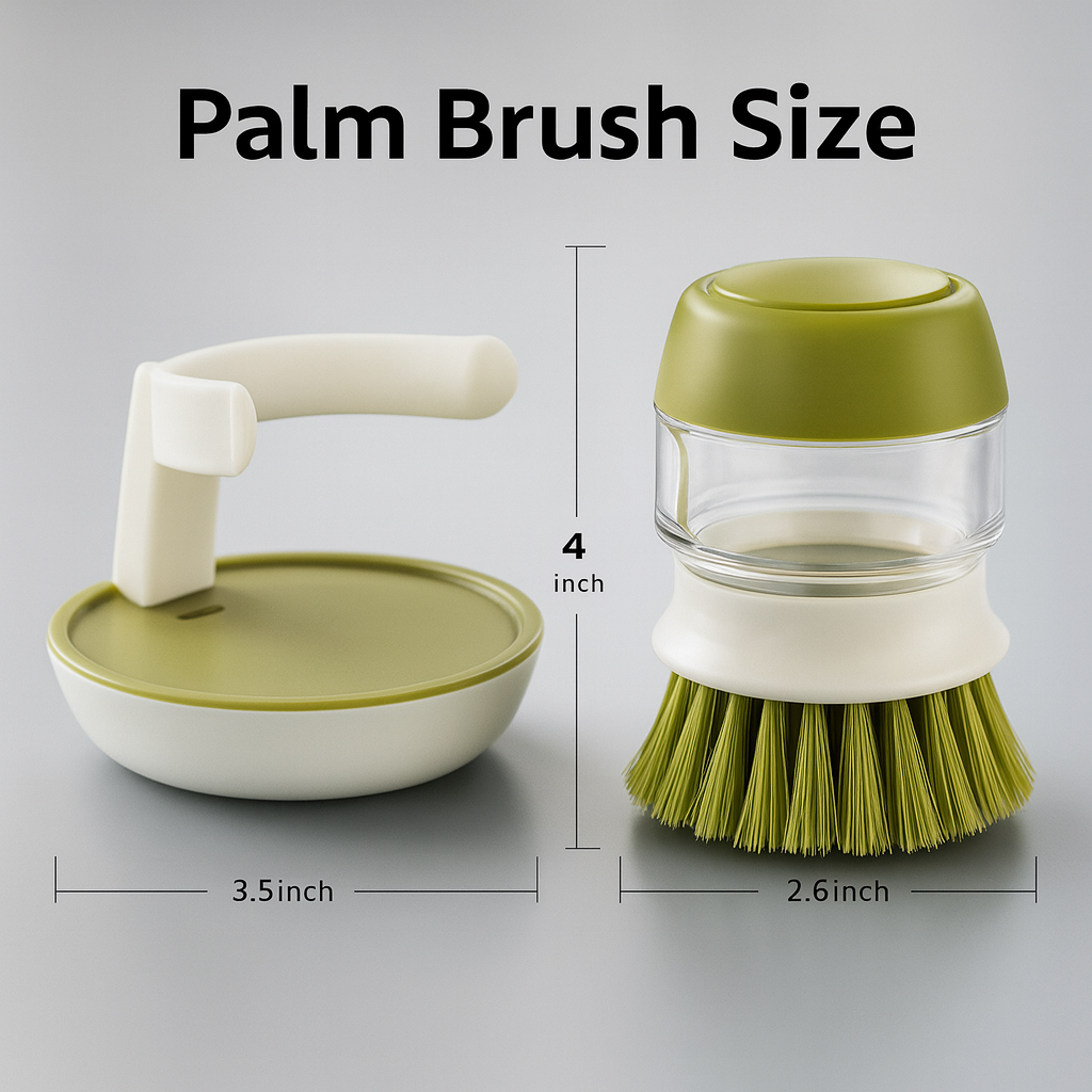 Soap Dispensing Cleaning Brush Set with Drip Tray – Dish & Sink Scrubber (Green)