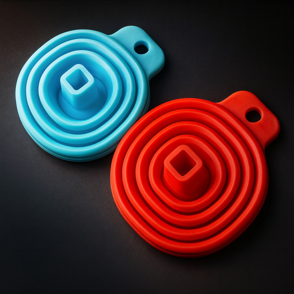 Collapsible Silicone Funnel Set – BPA-Free Foldable Kitchen Funnels (2-Pack)