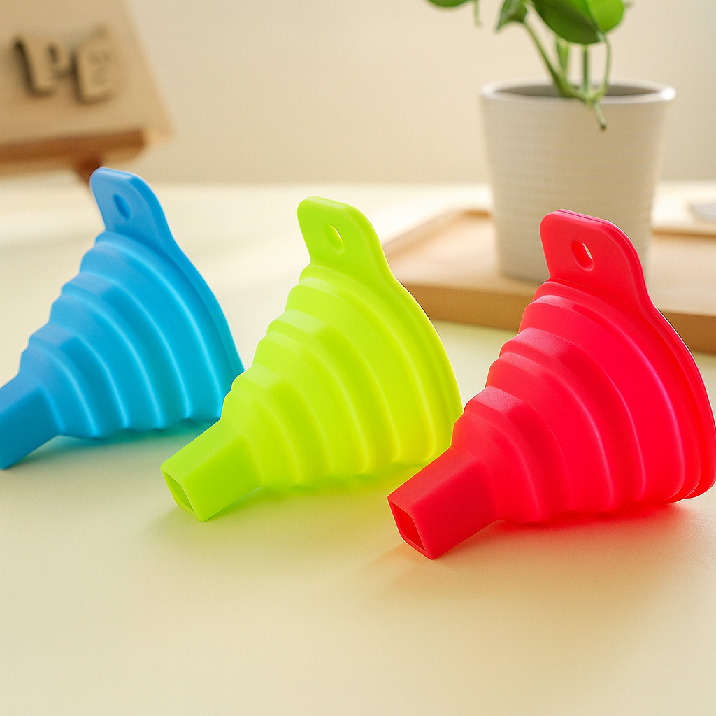 Collapsible Silicone Funnel Set – BPA-Free Foldable Kitchen Funnels (2-Pack)