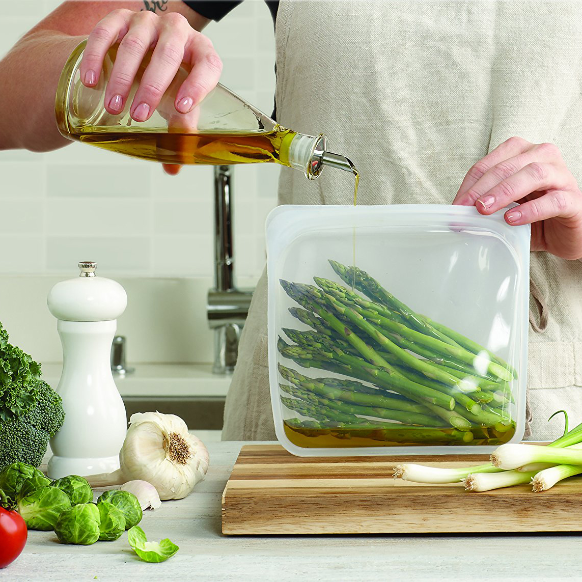 Reusable Silicone Stasher Bag – Medium (750 ml) Food Storage & Cooking Bag