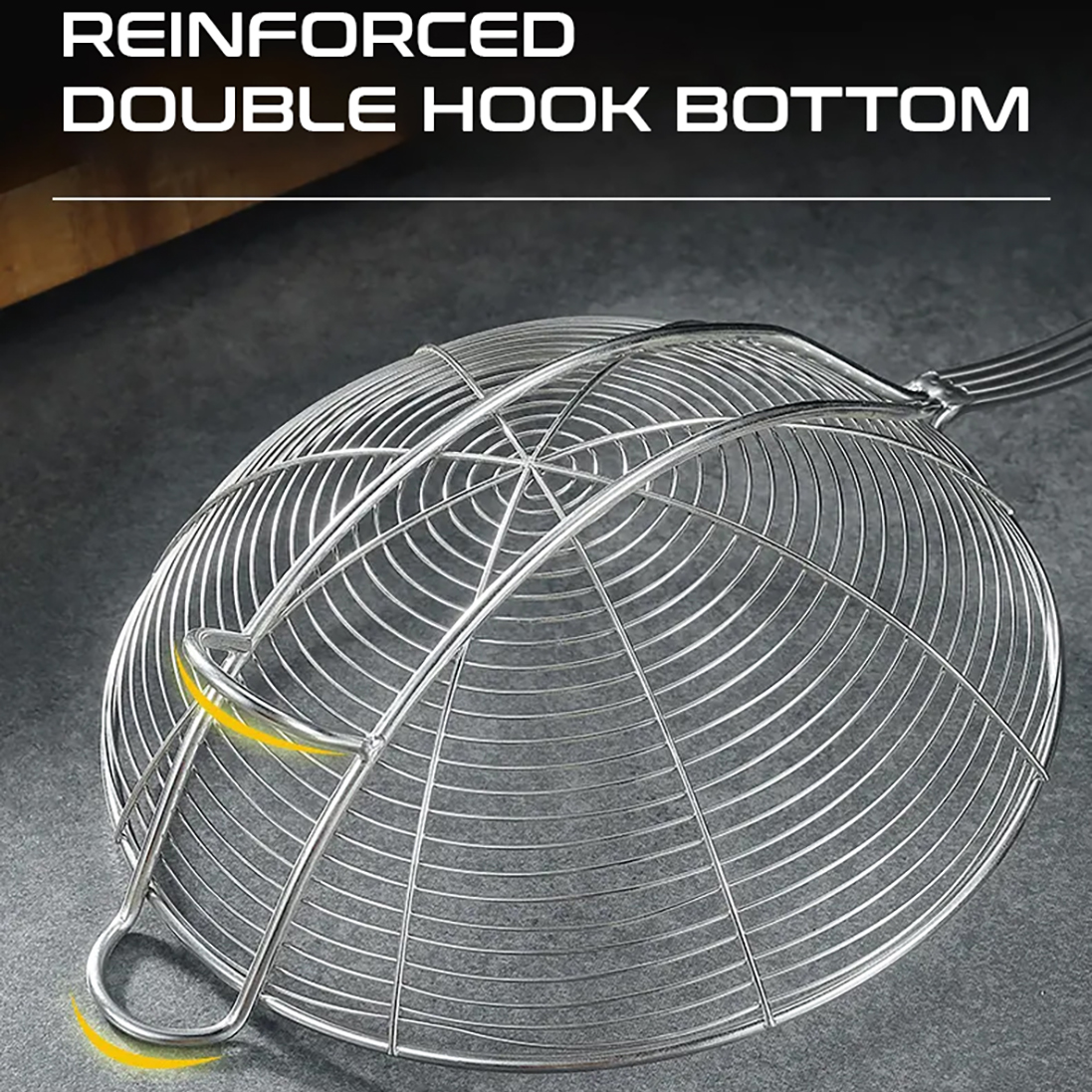 Deep Fry Skimmer Ladle – Stainless Steel Strainer with Long Handle (5.4 Inch)