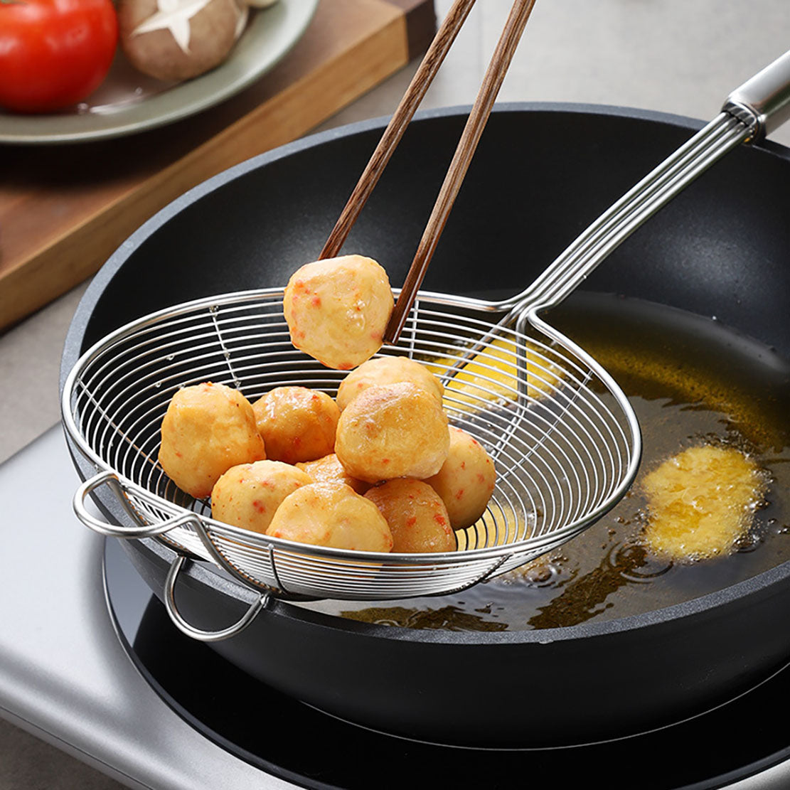 Deep Fry Skimmer Ladle – Stainless Steel Strainer with Long Handle (5.4 Inch)