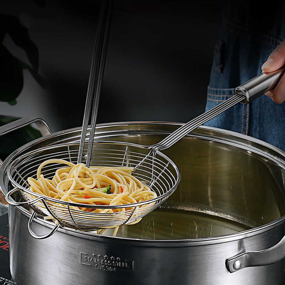 Deep Fry Skimmer Ladle – Stainless Steel Strainer with Long Handle (5.4 Inch)